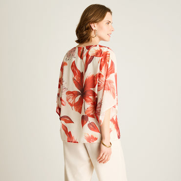 Túnica Naranjo Floral con Forro