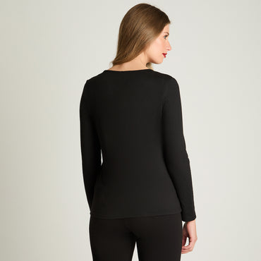 Polera Tejida Escote V Estampada Negro Lorenzo Di Pontti