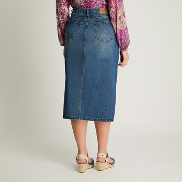 Falda Jeans Abertura Frontal Azul Curvi