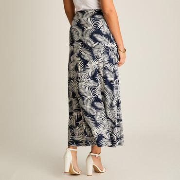 Falda Azul Midi Elasticidad Media Calce Normal