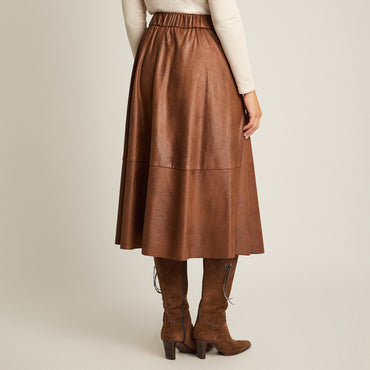 Falda Camel Elasticidad Nula Sin Forro Calce Normal Tela Plano