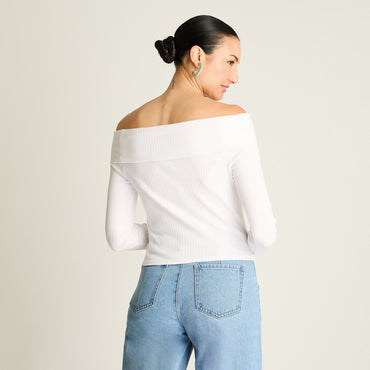 Polera Corta Off-Shoulder Blanca