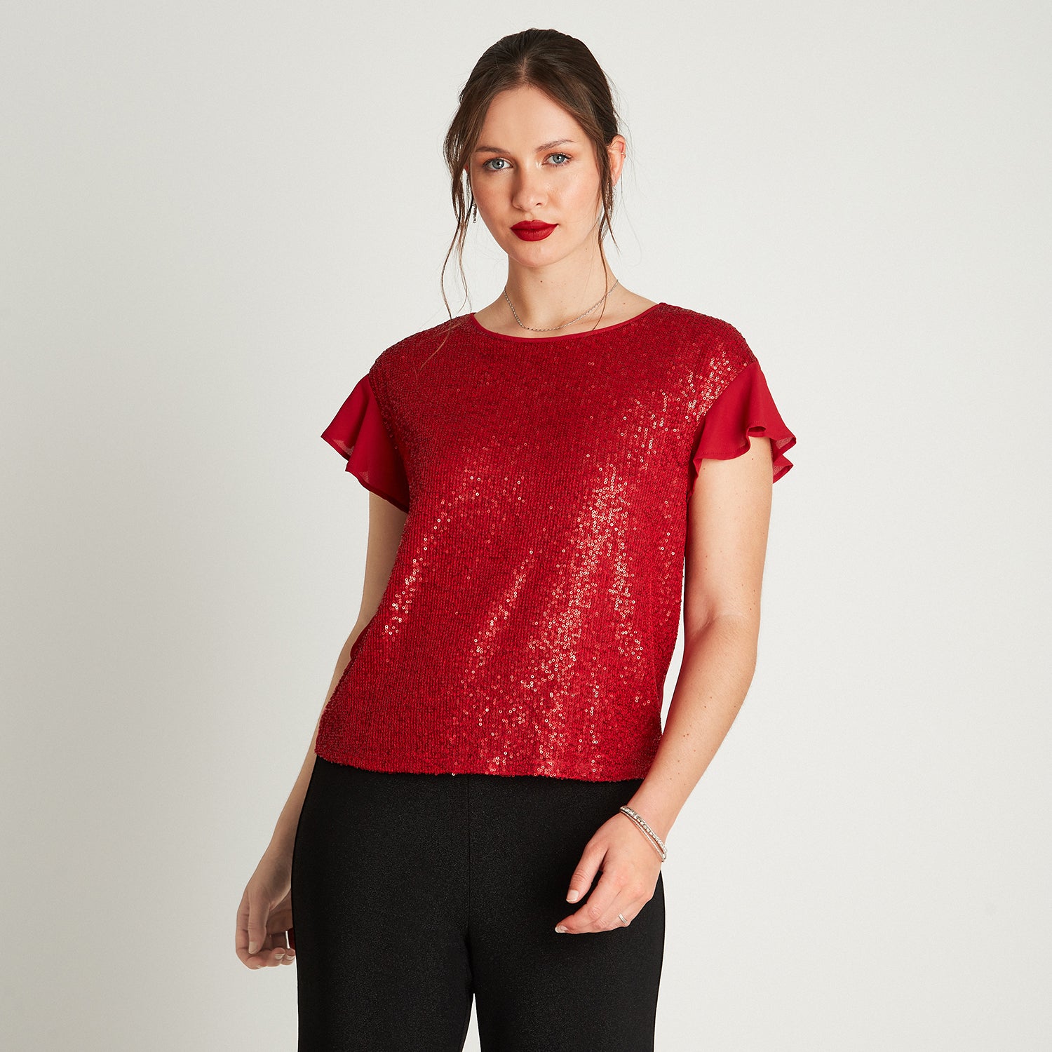 Blusa Rojo Manga Corta Cuello Redondo Lorenzo di Pontti