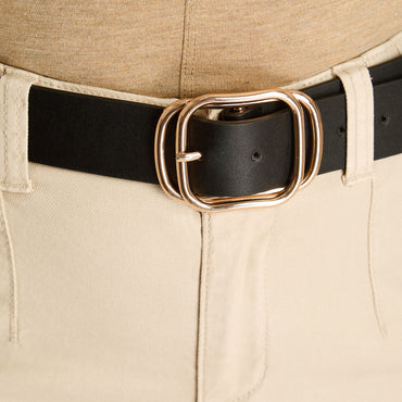 Cinturón Negro Clásico con Hebilla Metálica