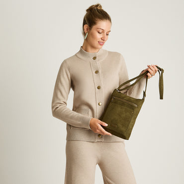 Cartera Verde Elasticidad Nula Sin Forro Calce Normal Tela Plano