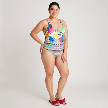 Traje De Baño 1 Pieza Estampado Crudo en modelo plus size
