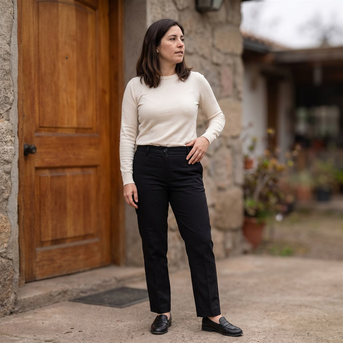 Pantalón Formal Negro Recto lifestyle