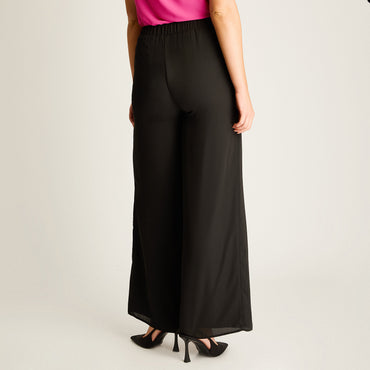 Pantalón Palazzo Elegancia Floral Negro