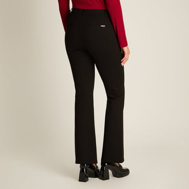 Pantalon Formal Negro Elasticidad Media Sin Forro Calce Normal Tela Punto