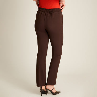 Pantalon Formal Cafe Elasticidad Nula Sin Forro Calce Normal Tela Plano