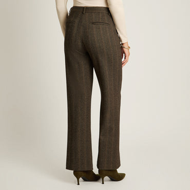 Pantalon Formal Cafe Elasticidad Media Sin Forro Calce Normal Tela Punto