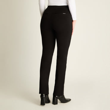 Calza Recta Con Cierre En Bolsillos Negro