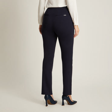 Calza Azul Elasticidad Media Sin Forro Calce Normal Tela Punto