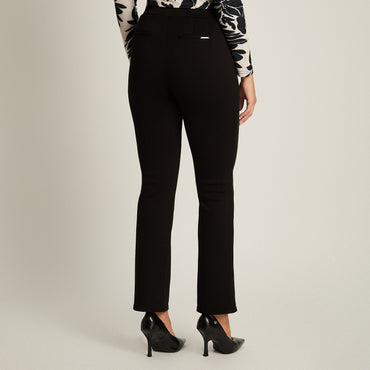 Calza Negro Elasticidad Media con forro de polar Calce Normal Tela Punto