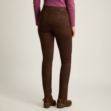 Calza Cafe Elasticidad Media Sin Forro Calce Ajustado Tela Punto