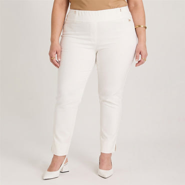 Calza Bengalina Pretina Elasticada Crudo en modelo plus size