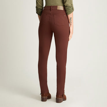 Jeans Recto Color 5 Bolsillos Terracota Curvi