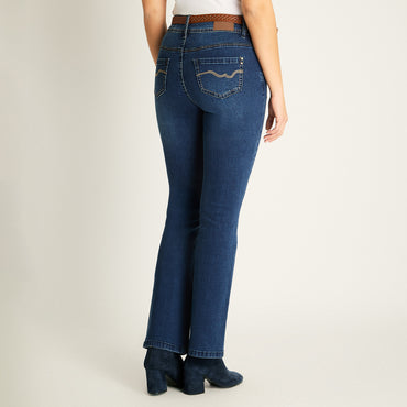 Jeans Flare Azul con Cinturón