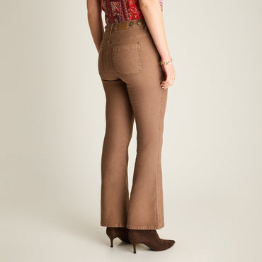 Jeans Taupe Elasticidad Baja Sin Forro Calce Ajustado Tela Denim