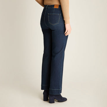 Jeans Blue Medio Elasticidad Baja Sin Forro Calce Holgado Tela Denim