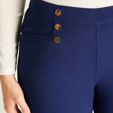 Pantalón Sport Azul con Botones Decorativos