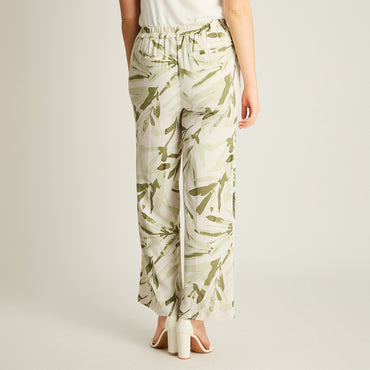 Pantalón Casual Palazzo Verde Estampado