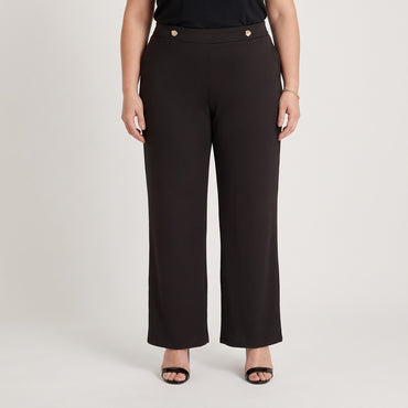 Pantalón Sport Palazzo Polyspandex Negro en modelo plus size