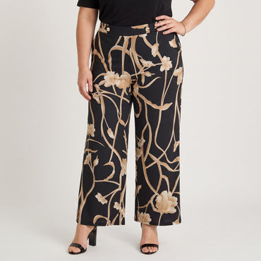 Pantalón Sport Palazzo Polyspandex Camel en modelo plus size