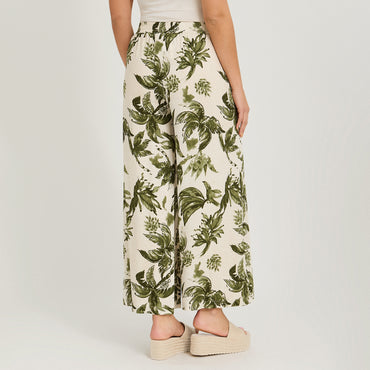 Pantalón Sport Palazzo Estampado Verde