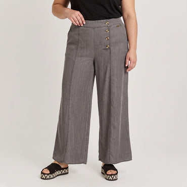 Pantalón Sport Palazzo de Lyocell Gris en modelo plus size