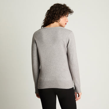 Cardigan Cuello V Básico Gris Curvi