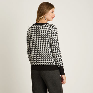 Cardigan Blanco Manga Larga Elasticidad Media Sin Forro Calce Normal Tela Tejido