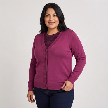 Cárdigan con Aplicación de Strass Morado en modelo plus size