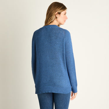 Sweater Indigo Manga Larga Baja elasticidad Sin Forro Calce Normal