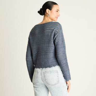 Sweater Azul Tejido Calado