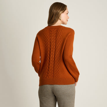 Sweater Terracota Manga Larga Elasticidad Media Sin Forro Calce Normal Tela Tejido