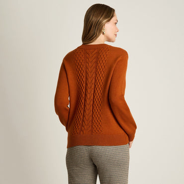 Sweater Terracota Manga Larga Elasticidad Media Sin Forro Calce Normal Tela Tejido