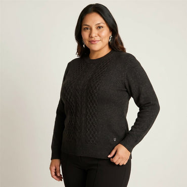Sweater Marengo con Trenzado en Relieve en Tejido en modelo plus size