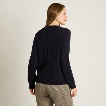 Sweater Azul Manga Larga Elasticidad Media Sin Forro Calce Normal Tela Tejido