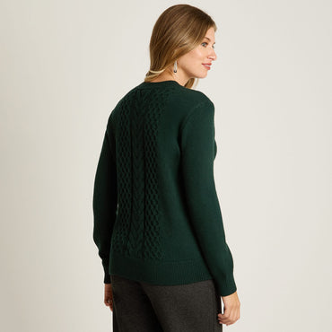 Sweater Verde Manga Larga Elasticidad Media Sin Forro Calce Normal Tela Tejido