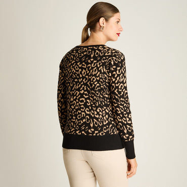 Sweater Negro Manga Larga Elasticidad Baja Sin Forro Calce Holgado Tela Tejido