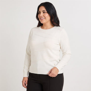 Sweater Escote Redondo con Lurex Crudo en modelo plus size