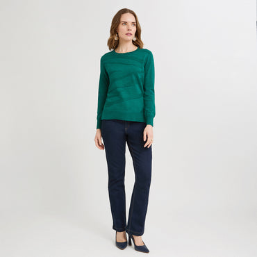 Sweater Escote Redondo con Lurex Verde