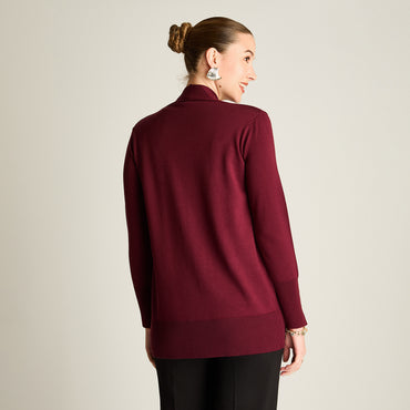 Tapado Burdeo Manga Larga Elasticidad Media Sin Forro Calce Normal Tela Tejido