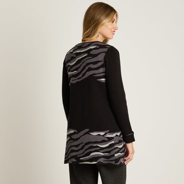 Tapado Negro Manga Larga Elasticidad Media Sin Forro Calce Normal Tela Tejido