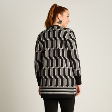 Tapado Negro Manga Larga Elasticidad Media Sin Forro Calce Normal Tela Tejido