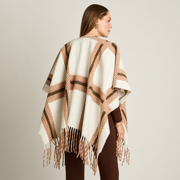 Poncho Beige No Aplica Elasticidad Media Sin Forro Calce Normal Tela Tejido