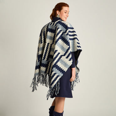 Poncho Azul No Aplica Elasticidad Media Sin Forro Calce Normal Tela Tejido