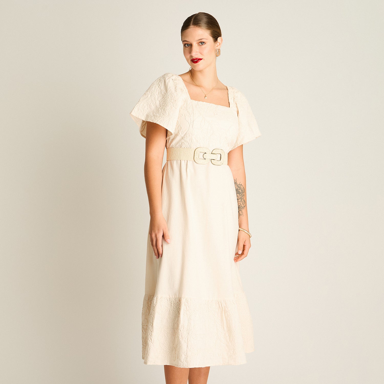 Vestido Maxi Arena Maxi Elasticidad Nula Sin Forro Calce Normal Tela Plano