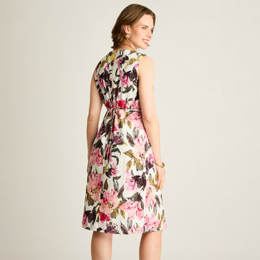 Vestido Midi Crudo con Estampa Floral
